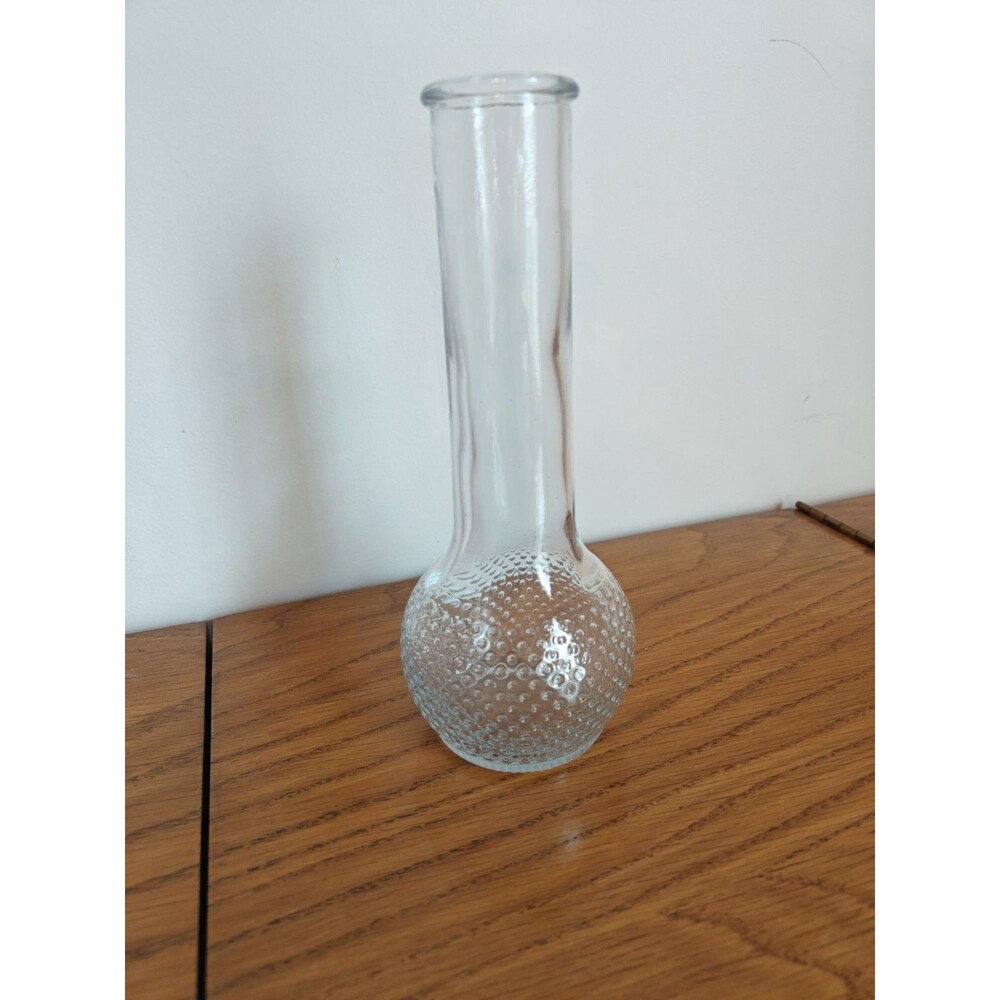 Vintage Mid Century Modern Clear Glass Hobnail Flower Bud Vase USA 18 8.5" MCM